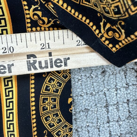 Casa Moda Couture Shirt Mens Size S Black Mustard Button Down Greek Pattern - Picture 5 of 9